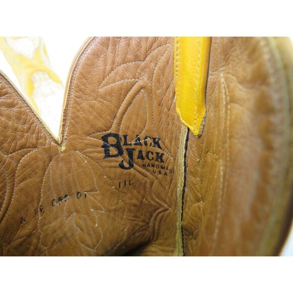 Black Jack Mens Size 6 EE American Alligator Head Cut Inlay Tan Cowboy Boots